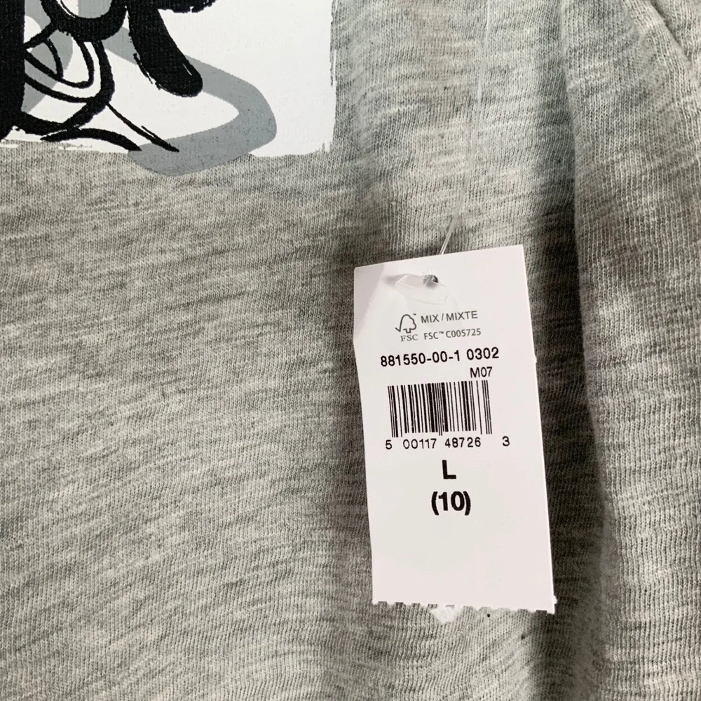GAP Kids Disney Gray Mickey & Friends T-Shirt L Pullover Crew Neck Short Sleeve